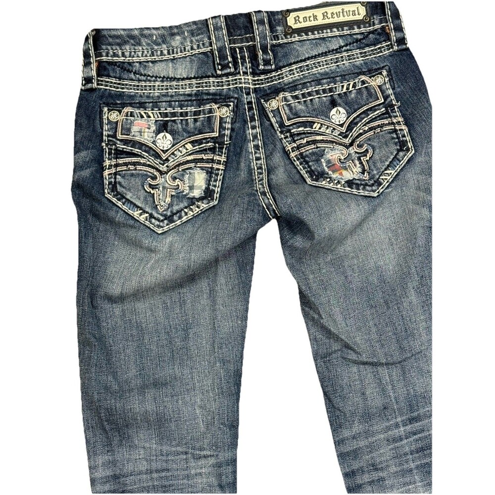 Rock Revival Skinny Low Rise Jeans 25 Thick Stitch Embellished Pockets‎ Cowgirl